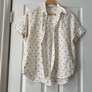 Madewell short sleeve button down with embroidered suns